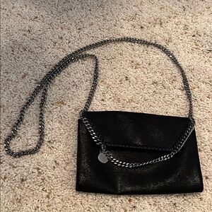 Stella McCartney Black and Silver Crossbody Bag with Chain Detail